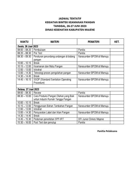 Jadwal Tentatif Pdf