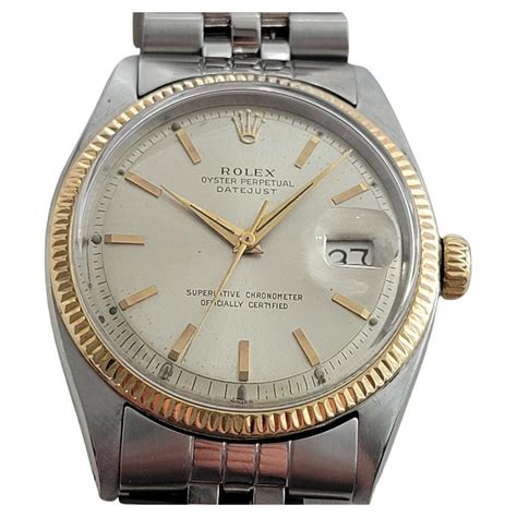 Mens Rolex Oyster Datejust 1601 18k White Gold SS 1960s Automatic