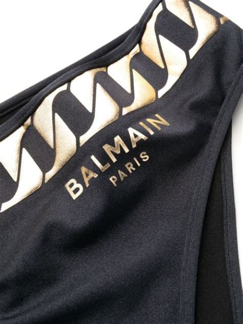Balmain Chain Print Asymmetric Bikini Set Farfetch