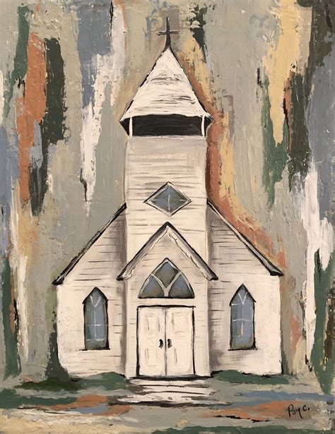 Little White Church acrylic painting by Pam Castleberry | Painting ...