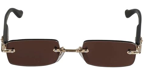 Chrome Hearts Rectangle Rimless Sunglasses In Brown Lyst