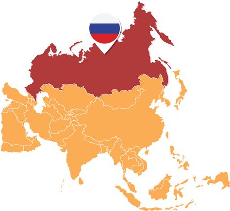 Russia Map In Asia Icons Showing Russia Location And Flags Png