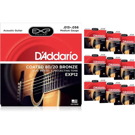 D Addario Exp12 Coated 80 20 Bronze Medium Acoustic Guitar Strings 10 Pack Musician S Friend