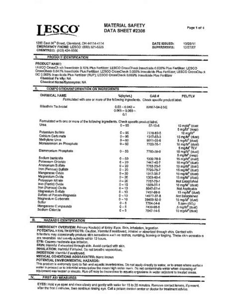 Lesco Crosscheck Insecticide Msds Pdf