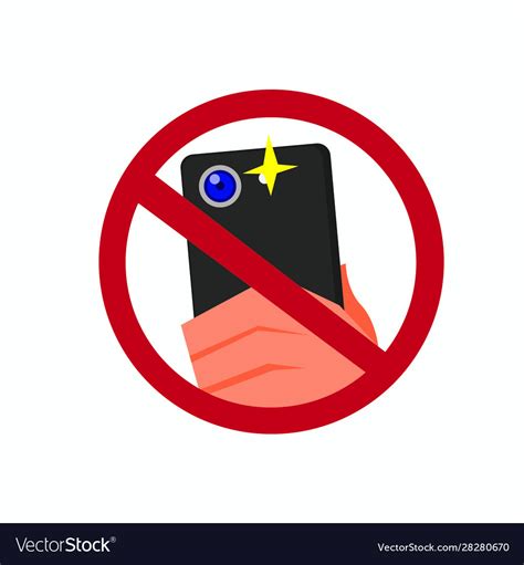 Do Not Take Pictures Or Use Smartphone Flash Sign Vector Image