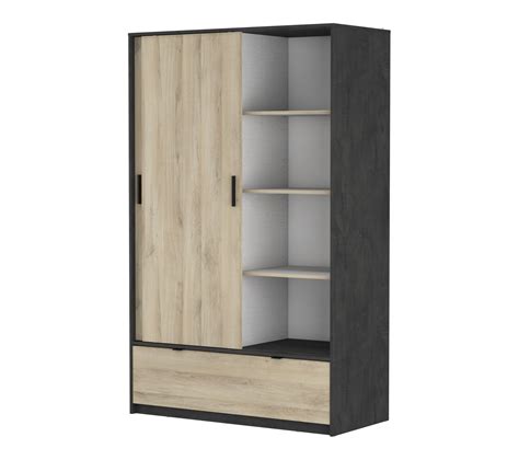 Armoire Portes Coulissantes Tiroir L Cm Imitation Ch Ne Et