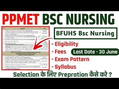 PPMET 2022 Bsc Nursing Application Form Eligibility Fees Syllabus