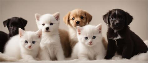 Premium Ai Image Group Of Kittens And Puppies In The Garden Background