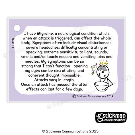 Migraine Card Plain Laminated Stickman Communications