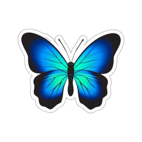 A Blue Butterfly Sticker On A White Background