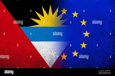 Flag of the European Union with National flag of Antigua and Barbuda
