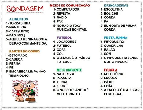 Palavras Para Sondagem De Escrita - Exemplos De Sondagem De Escrita - BRAINCP