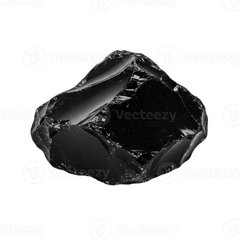single irregularly shaped obsidian rock specimen  transparent