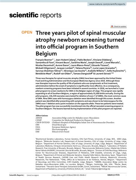 Pdf Three Years Pilot Of Spinal Muscular Atrophy Newborn Screening