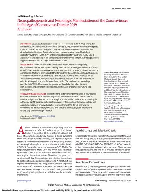 Neuropathogenesis And Neurologic Manifestations Of The Coronaviruses In