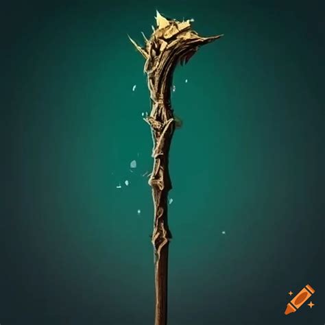 A Wooden Wizard S Staff Covered In Insect Holes That Have Black Ichor