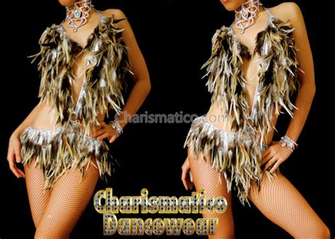 Brown Feather Samba Burlesque Dance Dress