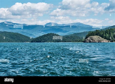 View of Krokhalinnaya Bay of Lake Baikal. Zabaikalsky National Park ...