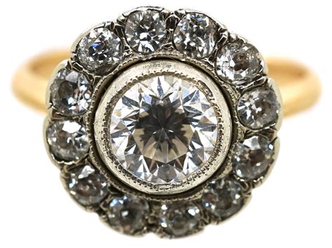 Edwardian Ct Gold Platinum Diamond Cluster Ring A The