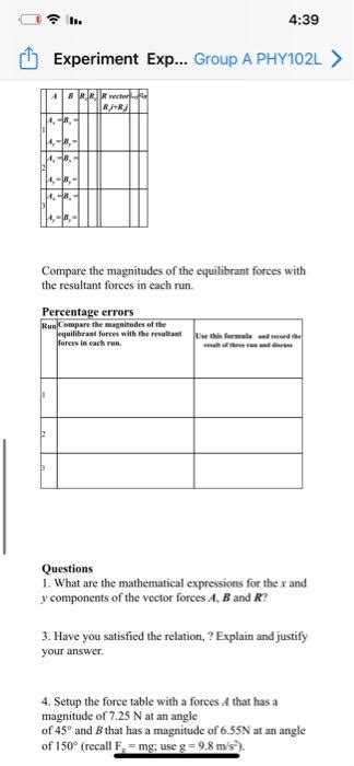 Solved Experiment 6 To Study The Resultant Of Forces By