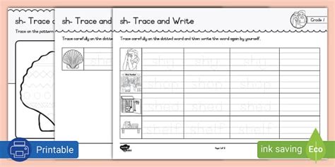 Grade 1 Phonics Trace And Write Sh Hecho Por Educadores