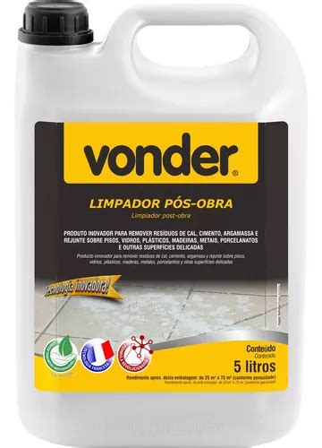 Limpador Pós Obra Cal E Cimento Para Porcelanato 5l Vonder