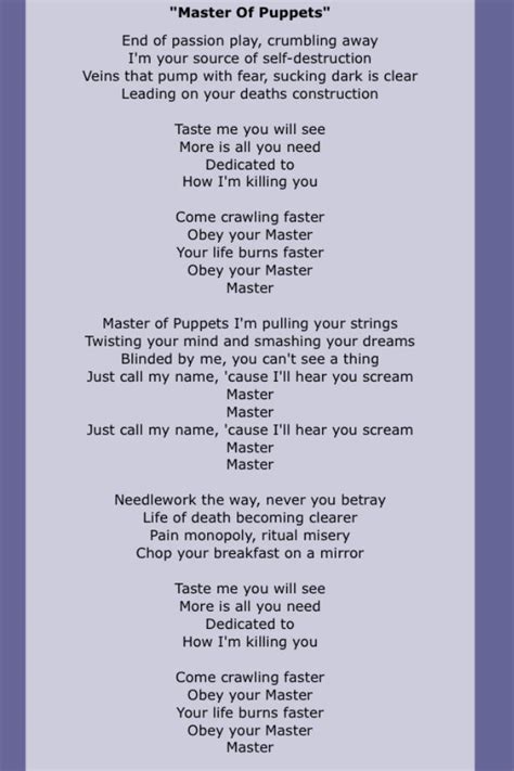 Master Of Puppets Lyrics