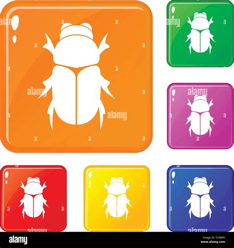 Chafer Beetle Icons Set Vector Color Stock Vector Image Art Alamy