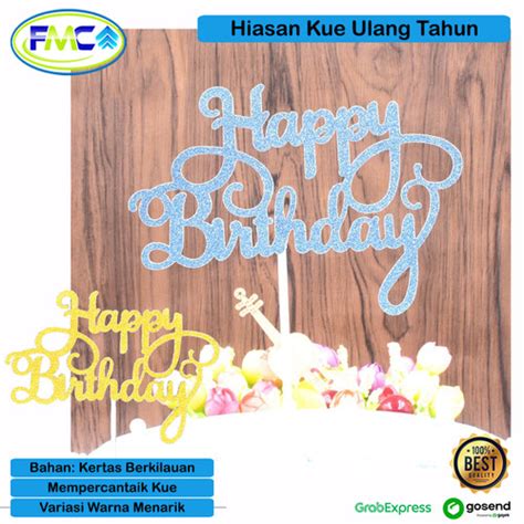 Jual Cake Topper Dekorasi Kue Ulang Tahun Hiasan Tulisan Happy Birthday