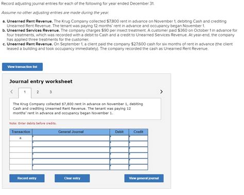 Solved Record Adjusting Journal Entries For Each Of The