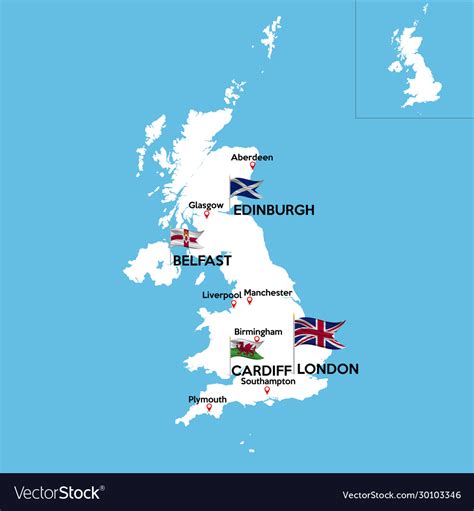 Map united kingdom and ireland Royalty Free Vector Image