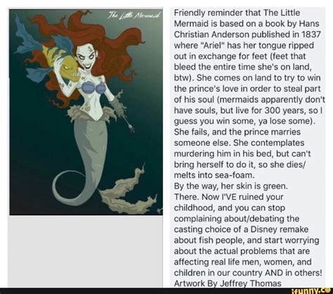 Friendly reminder that The Little Mermaid is based on a book by Hans ...