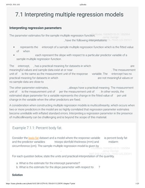 7 Interpreting Multiple Regression 7 Interpreting Multiple