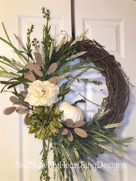 White Pumpkin Fall Wreath