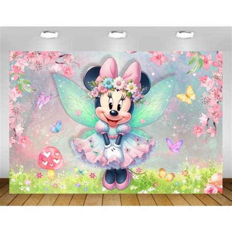 Painel Minnie Fadas Jardim Encantado 2x1 20m impressão Lona