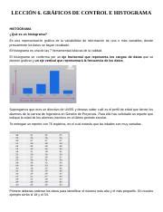 LECCIÓN 6 GRÁFICOS DE CONTROL E HISTOGRAMA docx LECCIÓN 6 GRÁFICOS