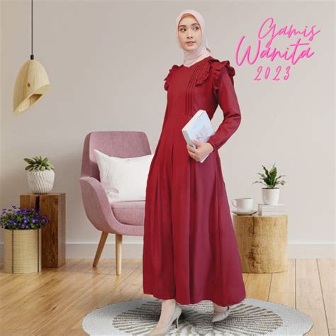 Jual Gamis Terbaru 2024 Lebaran Wanita Dress Lebaran Gamis Azkia Baju