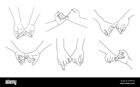 Pinky Promise Hands vector Outline Drawing set Stock Vector Image & Art - Alamy