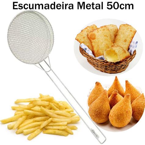 Escumadeira Peneira Para Fritura 50 Cm Modelo Industrial Batata