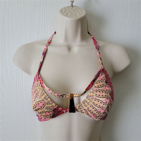 Victoria S Secret Halter Cut Out Bikini Top Medium Gem