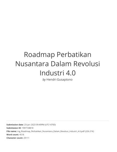 Hasil Cek Plagiasi Roadmap Perbatikan Nusantara Dalam Revolusi Industri