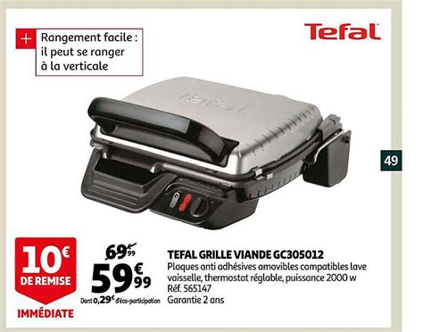 Promo Tefal Grille Viande Gc Chez Auchan Icatalogue Fr