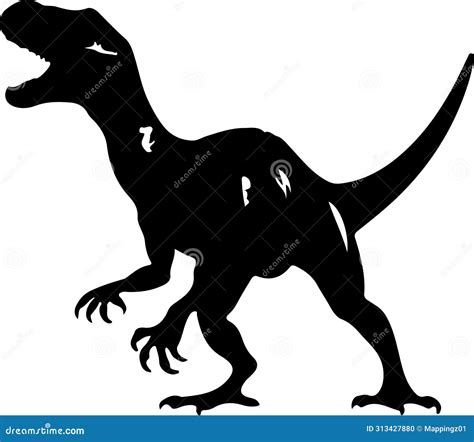 Velociraptor Black Silhouette Generative Ai Stock Vector Illustration