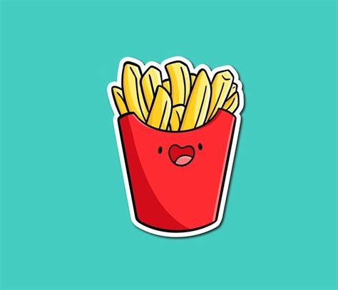 French Fries Sticker Weatherproof Vinyl Sticker Waterproof Sticker