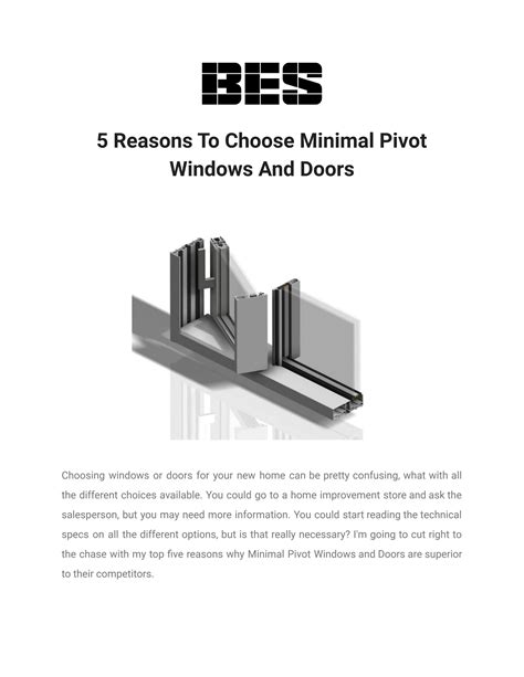 5 Reasons To Choose Minimal Pivot Windows And Doors By Building