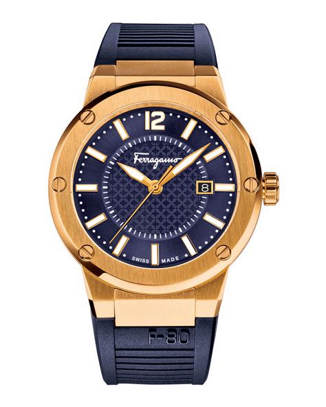 Salvatore Ferragamo F Gold Ion Plated Watch Blue