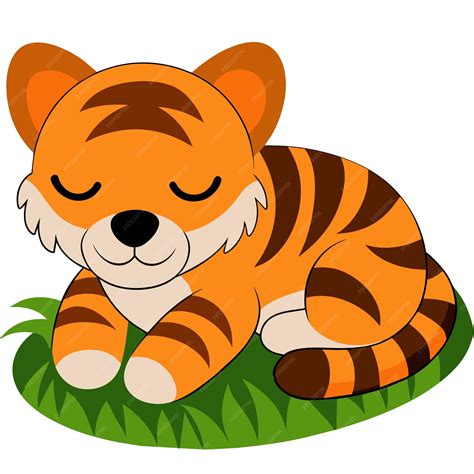 Premium Vector | A tiger sleeping in the grass with a sleeping tiger