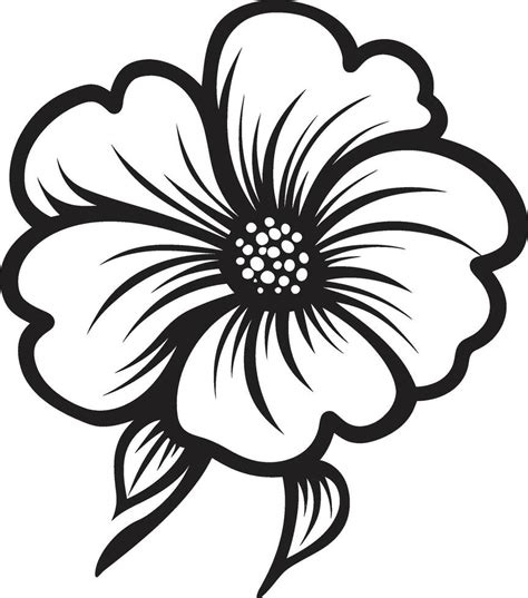 Scribbled Hand Drawn Blossom Black Emblem Icon Expressive Floral Doodle