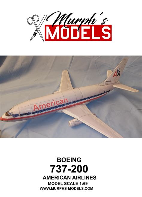 1/69 Boeing 737 Classic American Airlines Paper Model - EcardModels