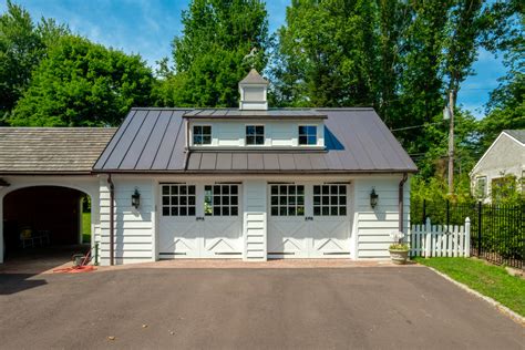 Traditional Colonial Estate Exterior 4 Car Garage And Workshop